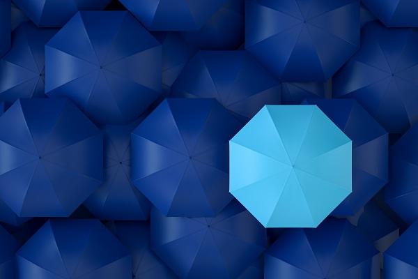 plusieurs parapluies bleus ouverts