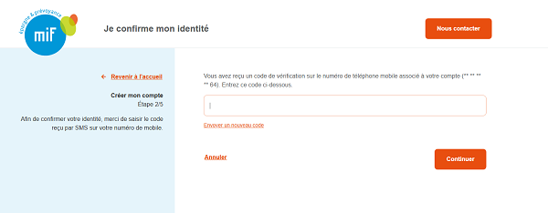Espace personnel MIF étape 2